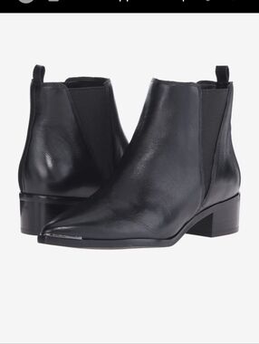 Marc Fisher Black Pointed Leather Chelsea Ankle Boots Sz.10